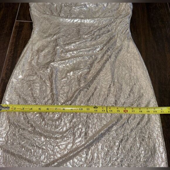 Lauren Ralph Lauren Metallic Silver Cowl Neck Cocktail Dress – Size 12 EUC - Picture 14 of 17